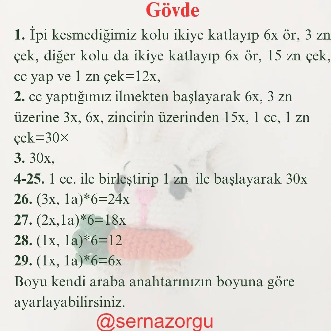 Ücretsiz Sevimli Tavşan Anahtarlık Tarifi