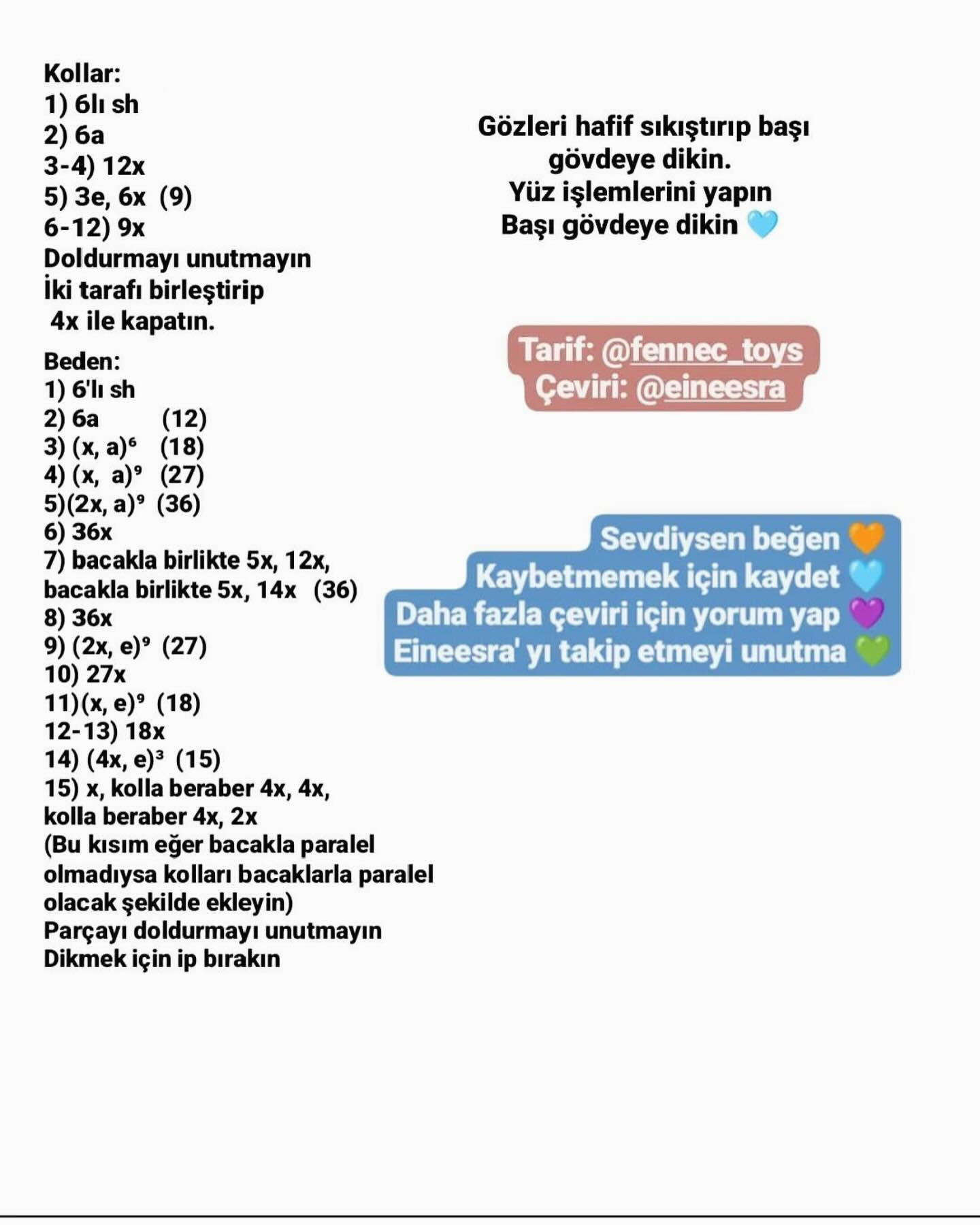 Ücretsiz Tavşan Amigurumi Tarifi