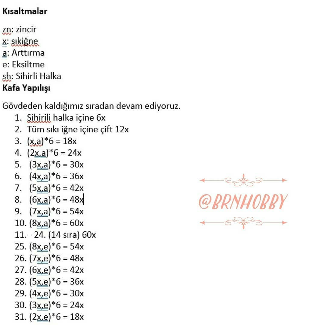 Ücretsiz Tavşan Amigurumi Tarifi merhaba