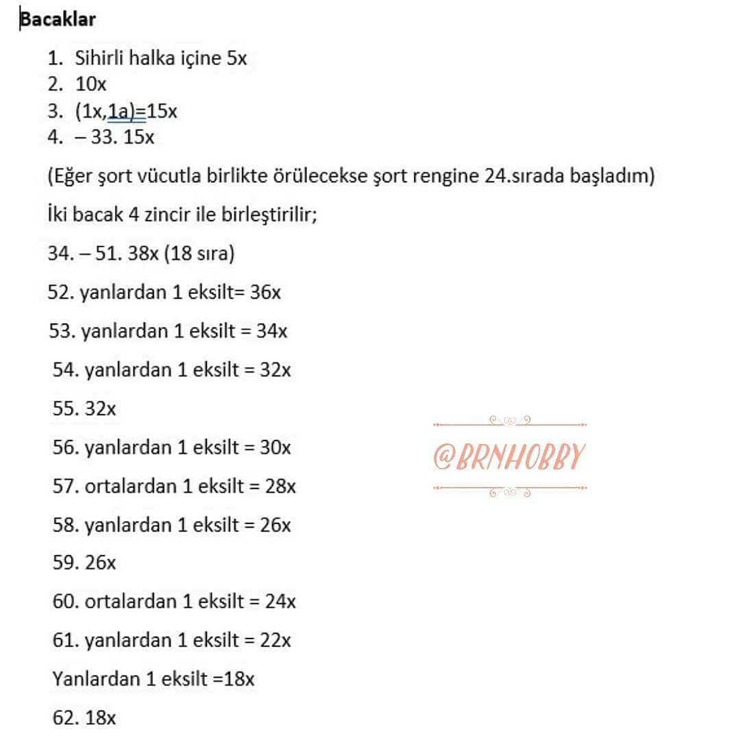 Ücretsiz Tavşan Amigurumi Tarifi merhaba