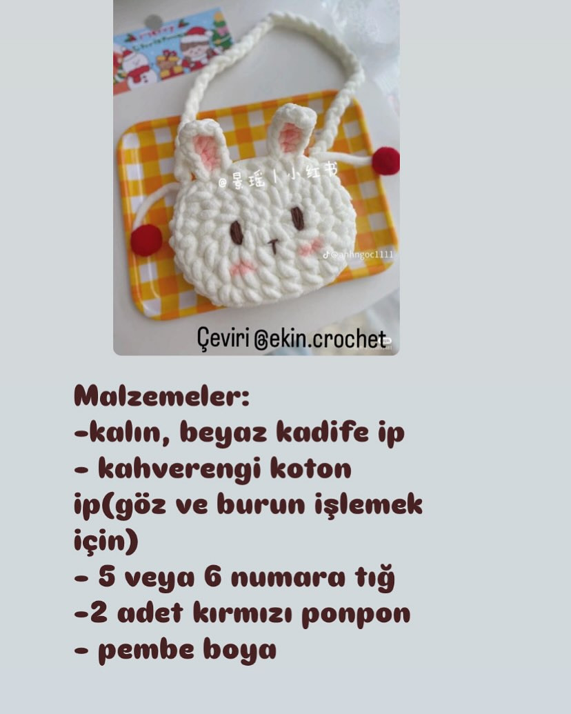 ÜCRETSİZ Tavşan Çantası Tığ İşi Şeması