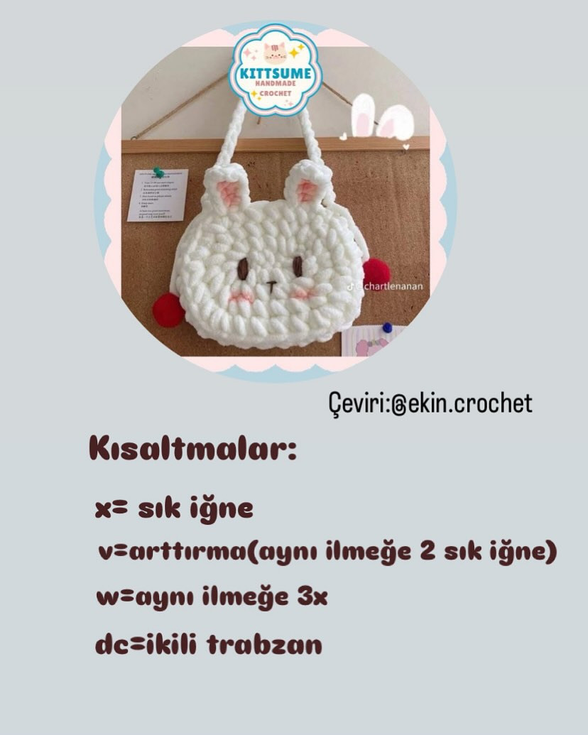 ÜCRETSİZ Tavşan Çantası Tığ İşi Şeması