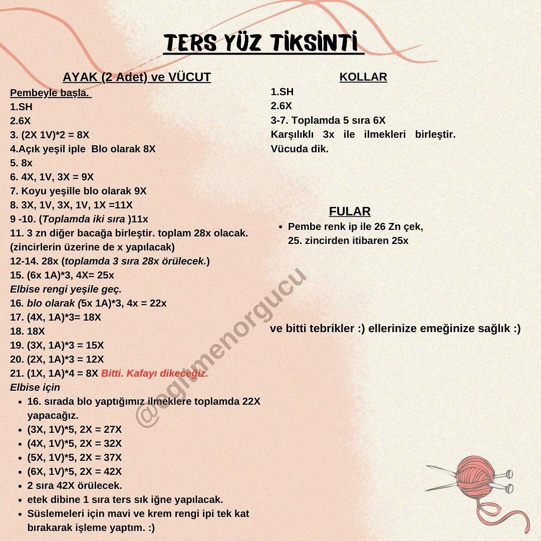 Ücretsiz Tığ İşi Ters Yüz Tıksinti ve Üzüntü Amigurumi Tarifi