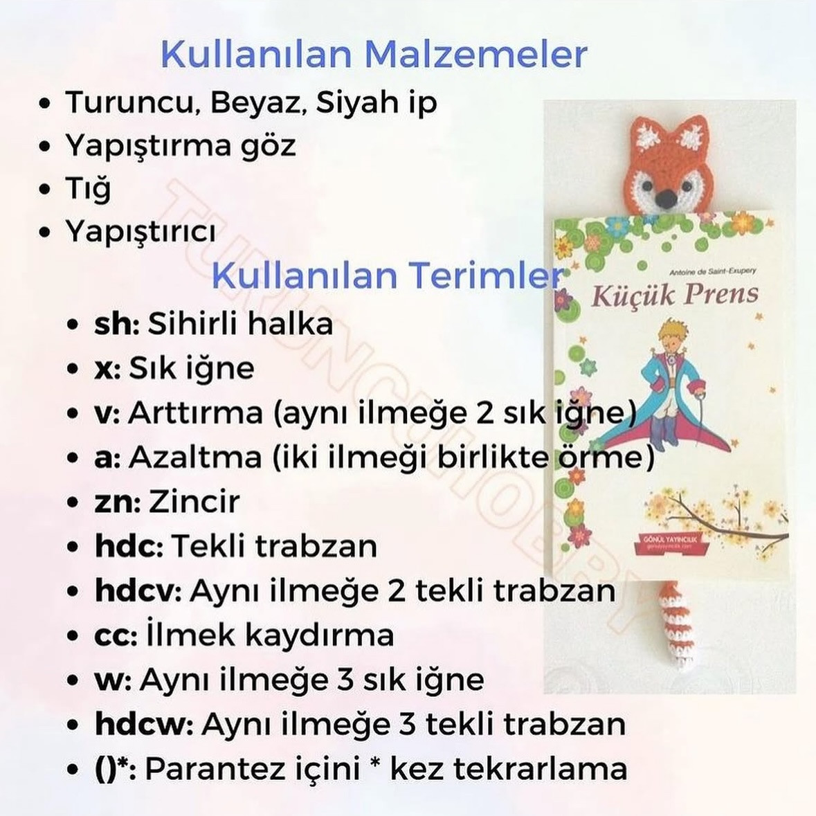 Ücretsiz Tığ işi Tilki Kitap Ayracı Tarifi