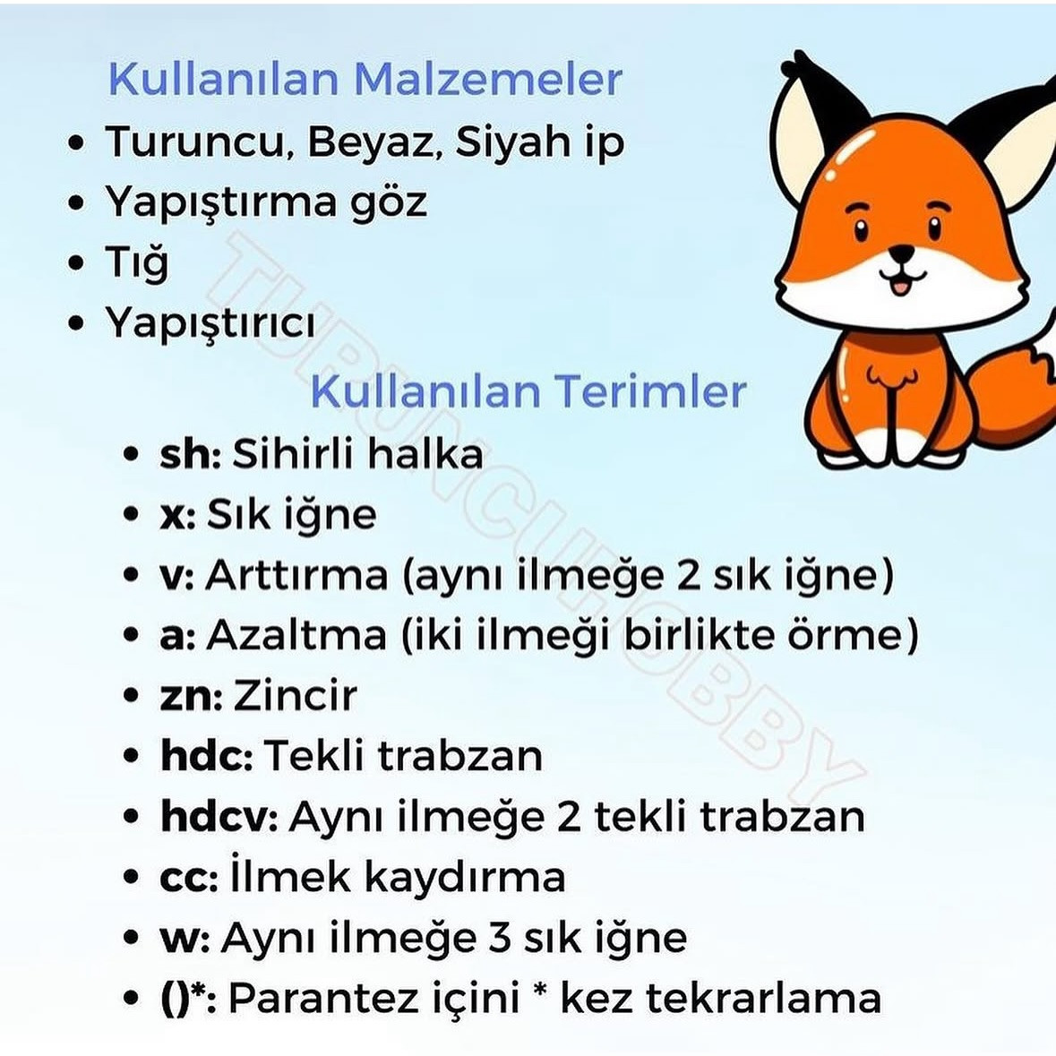 Ücretsiz Tilki Anahtarlık Tığ İşi Şeması