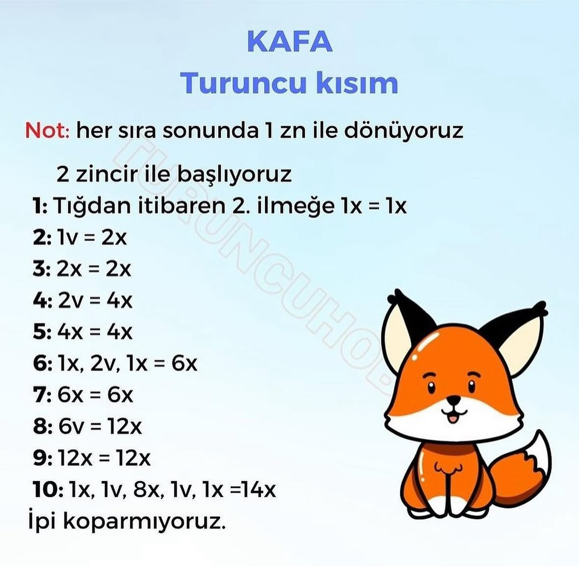 Ücretsiz Tilki Anahtarlık Tığ İşi Şeması