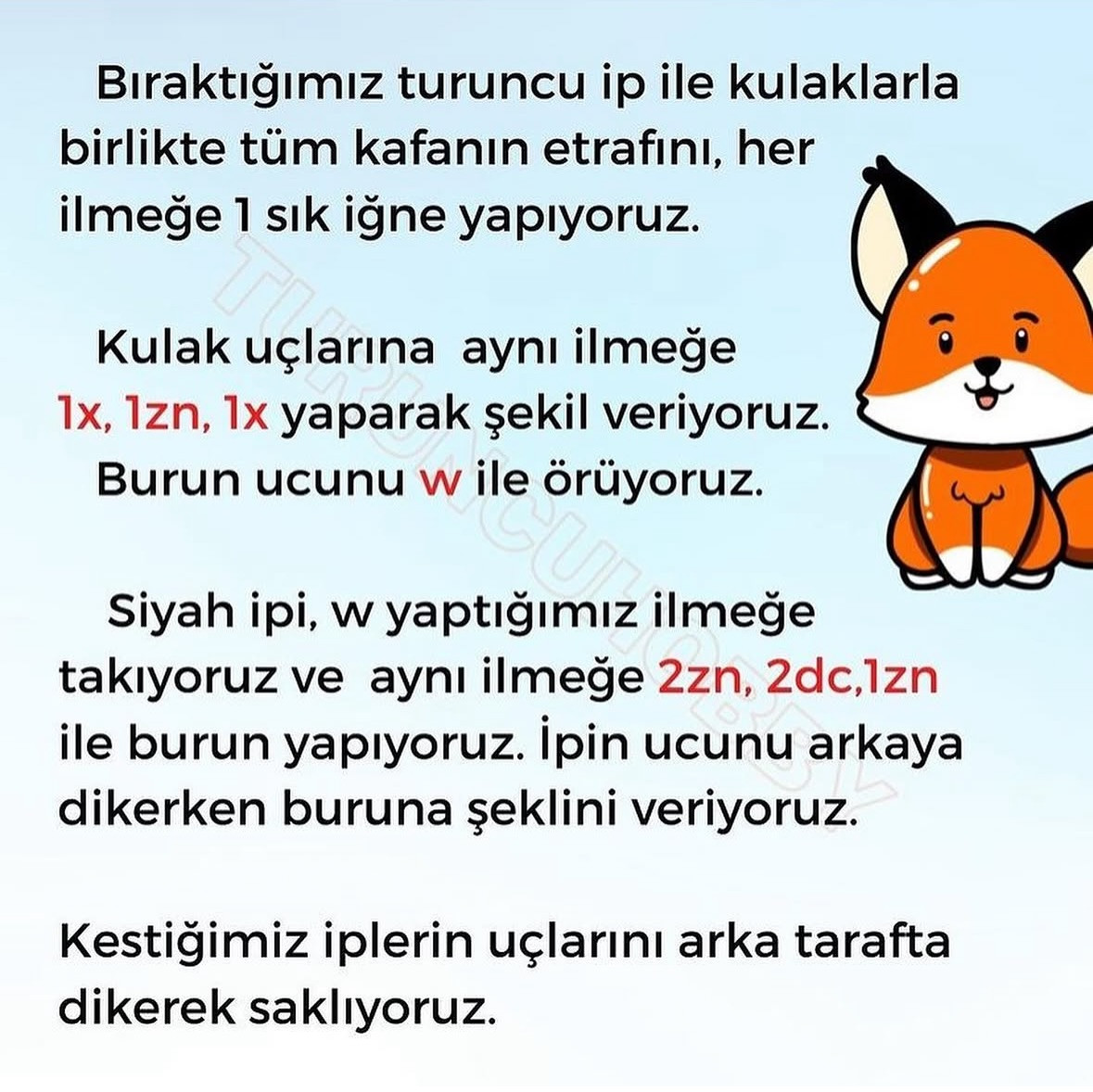Ücretsiz Tilki Anahtarlık Tığ İşi Şeması