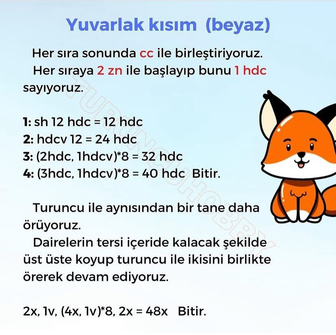 Ücretsiz Tilki Anahtarlık Tığ İşi Şeması