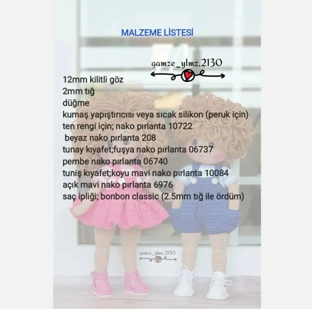 Ücretsiz Tunus ve Tunay Bebekler Tığ işi Şeması