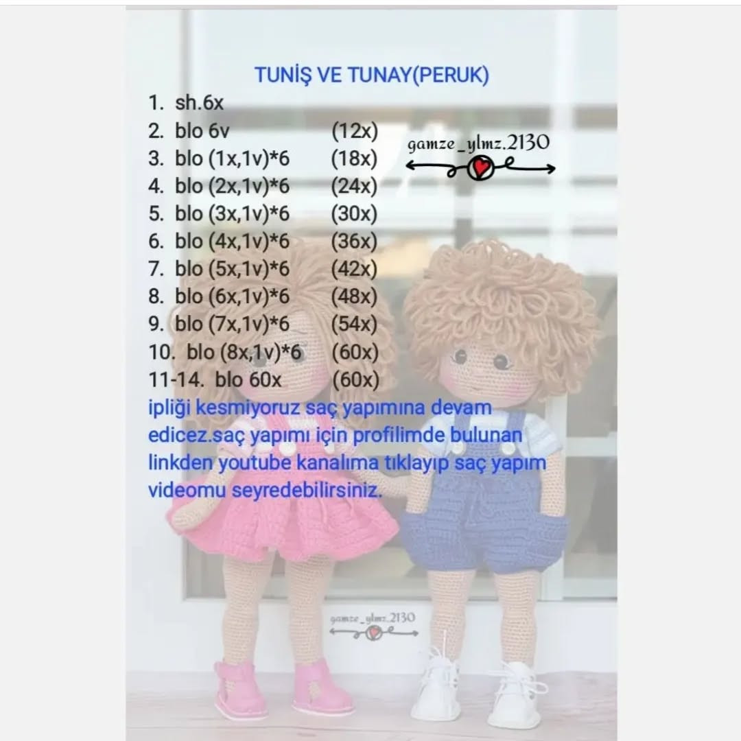 Ücretsiz Tunus ve Tunay Bebekler Tığ işi Şeması