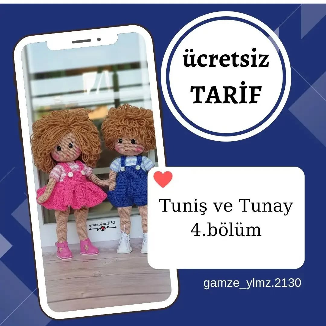 Ücretsiz Tunus ve Tunay Bebekler Tığ işi Şeması
