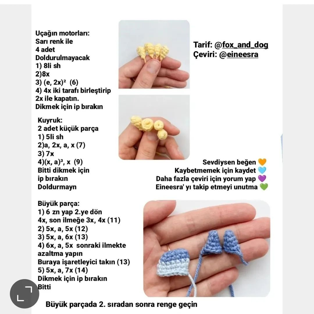 Ücretsiz Uçak Amigurumi Tığ İşi Şeması