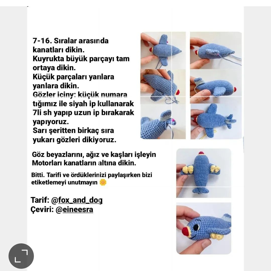 Ücretsiz Uçak Amigurumi Tığ İşi Şeması