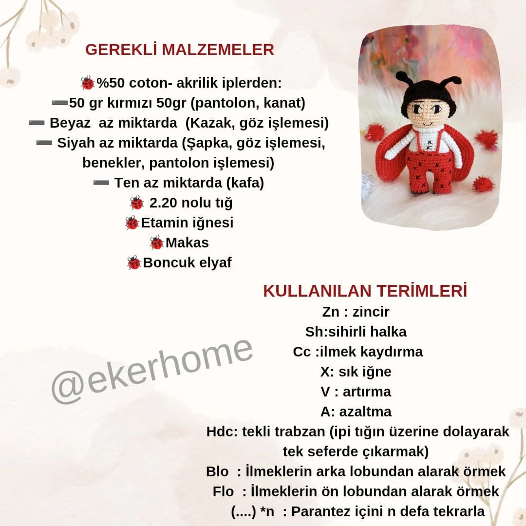 Ücretsiz uğur böceği amigurumi yapılışı