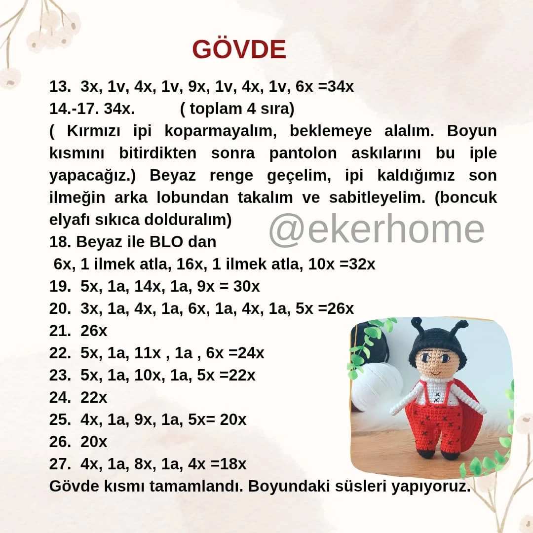 Ücretsiz uğur böceği amigurumi yapılışı