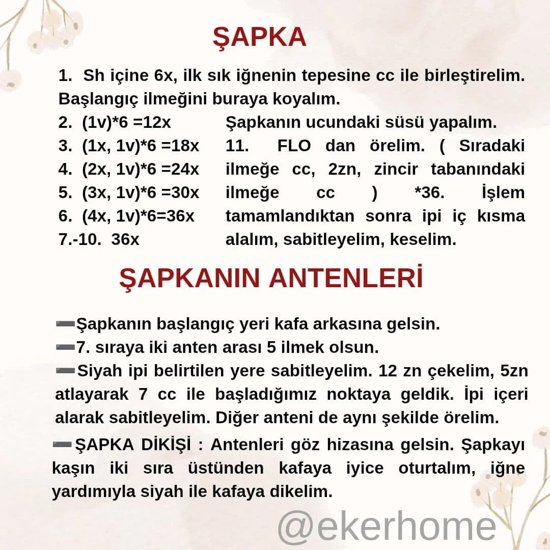 Ücretsiz uğur böceği amigurumi yapılışı