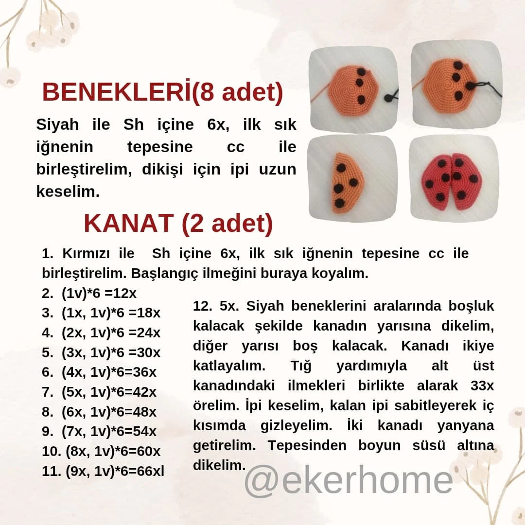 Ücretsiz uğur böceği amigurumi yapılışı