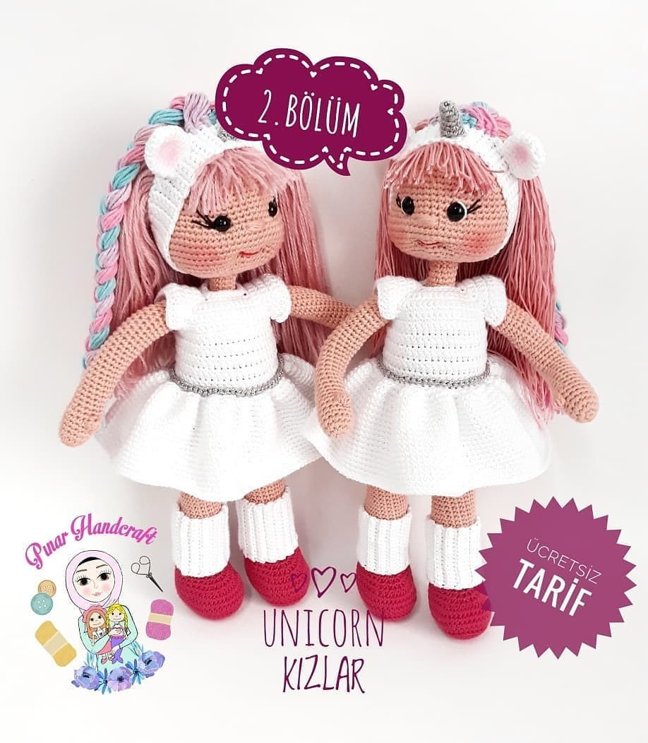 Ücretsiz Unicorn Kız Bebekler Tığ İşi Anlatımı