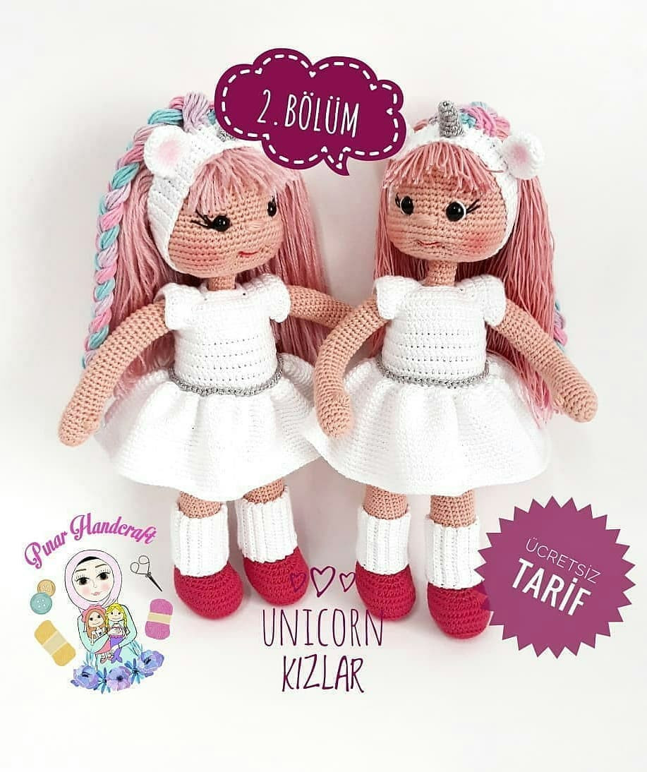 Ücretsiz Unicorn Kız Bebekler Tığ İşi Anlatımı
