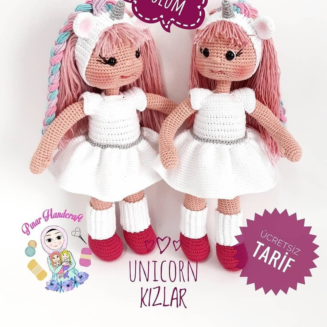 Ücretsiz Unicorn Kız Bebekler Tığ İşi Anlatımı