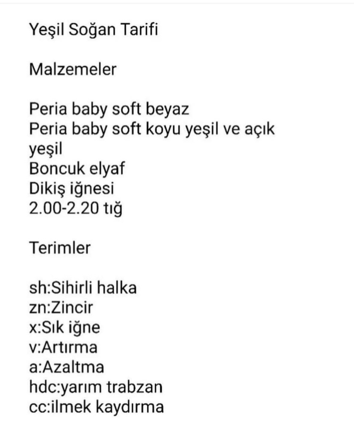 Ücretsiz Yeşil Soğan Tığ İşi Tarifi