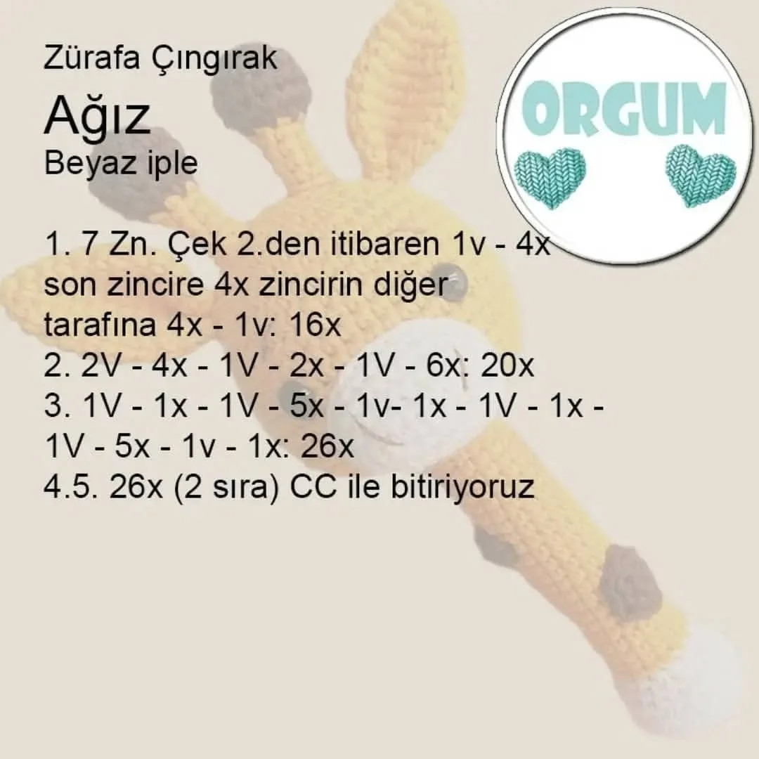 Ücretsiz Zürafa Amigurumi Örgü Tarifi