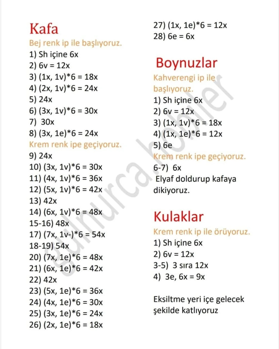 Ücretsiz Zürafa Bebek Çıngırak Örgü Şeması