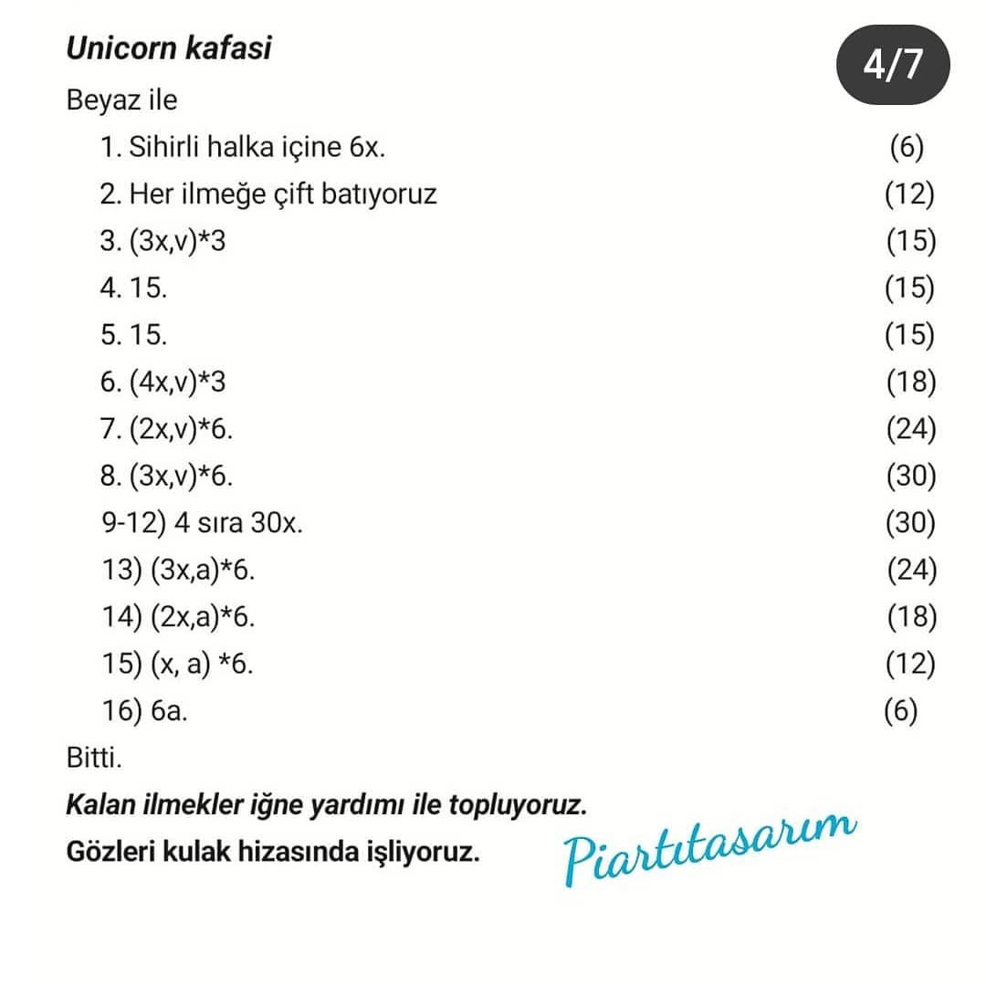 Unicorn Bardak Altlığı:  Ücretsiz Tığ İşi Şeması