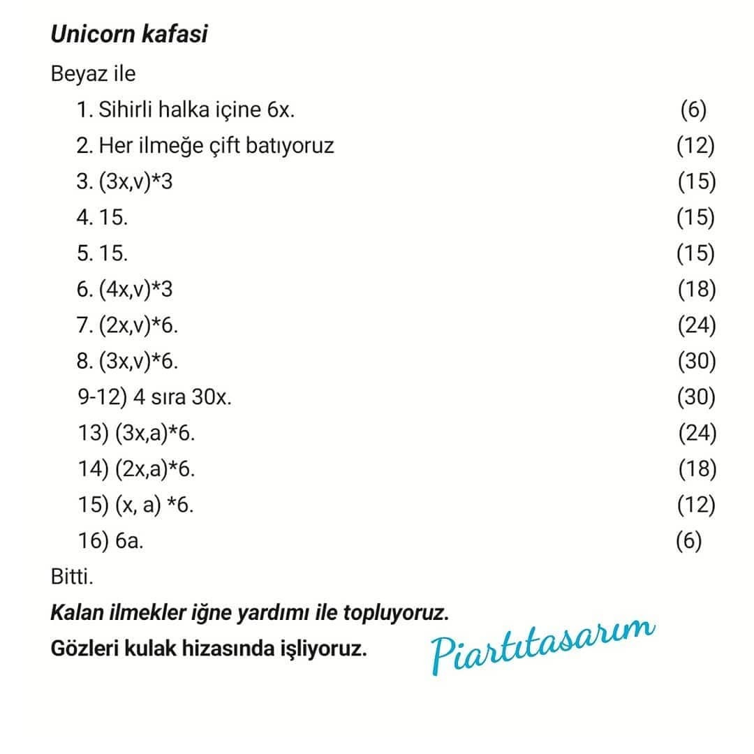 Unicorn Bardak Altlığı:  Ücretsiz Tığ İşi Şeması
