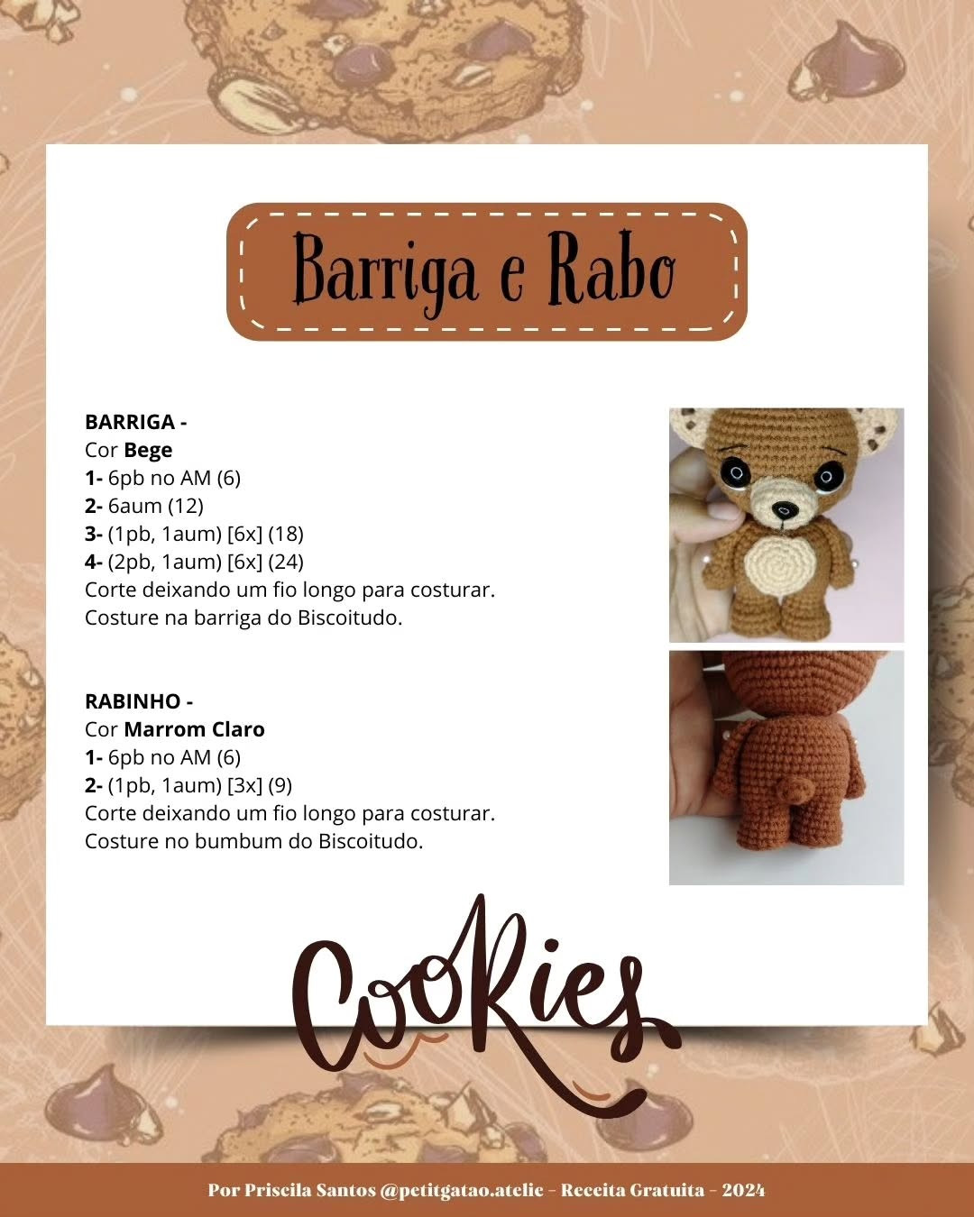 Ursinho Biscoitudo: Gráfico de Crochê Grátis