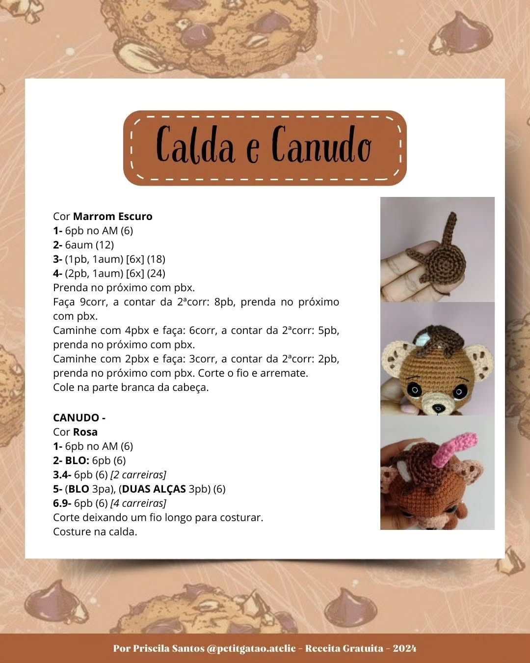 Ursinho Biscoitudo: Gráfico de Crochê Grátis