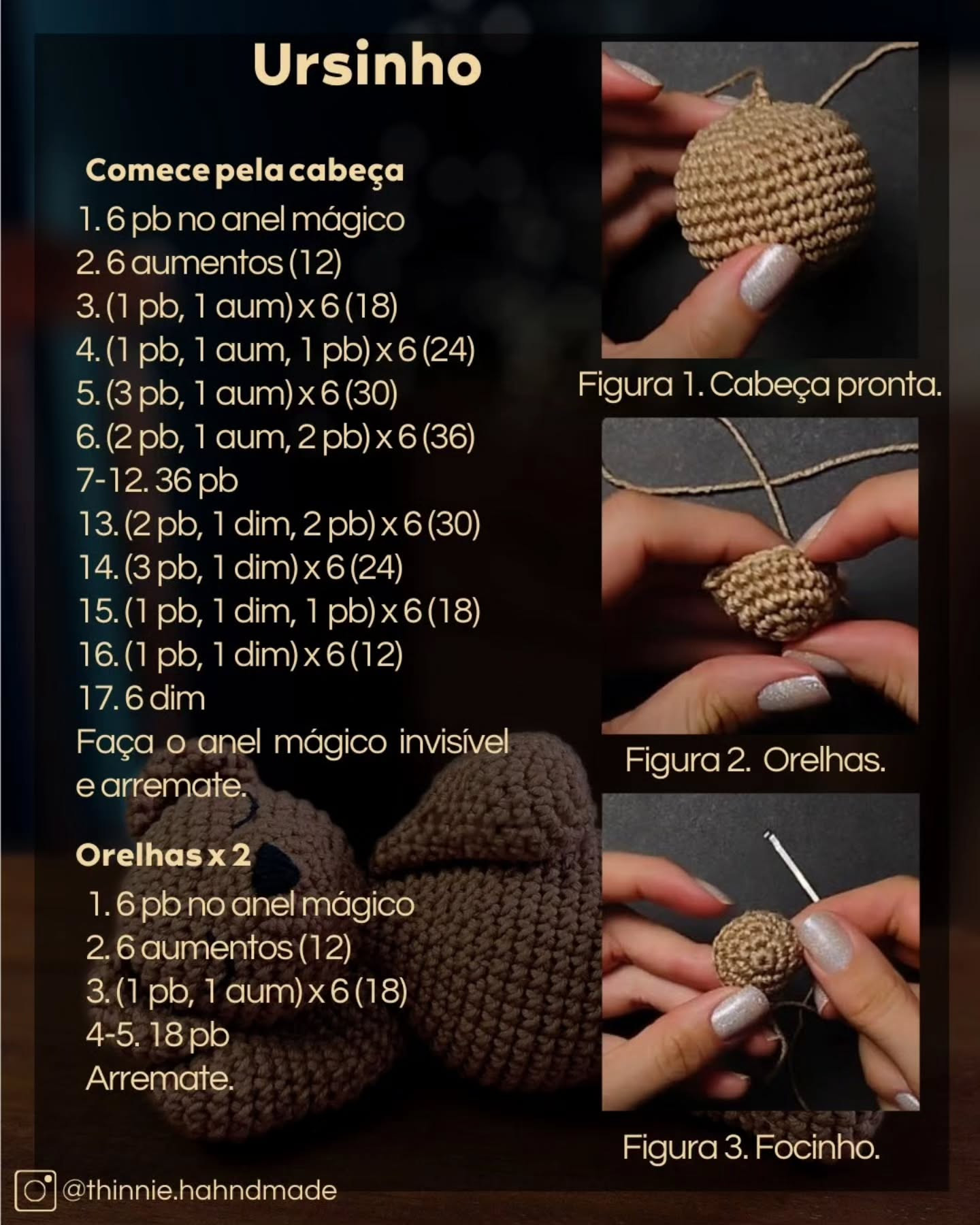 Ursinho de crochê para iniciantes: receita gratuita