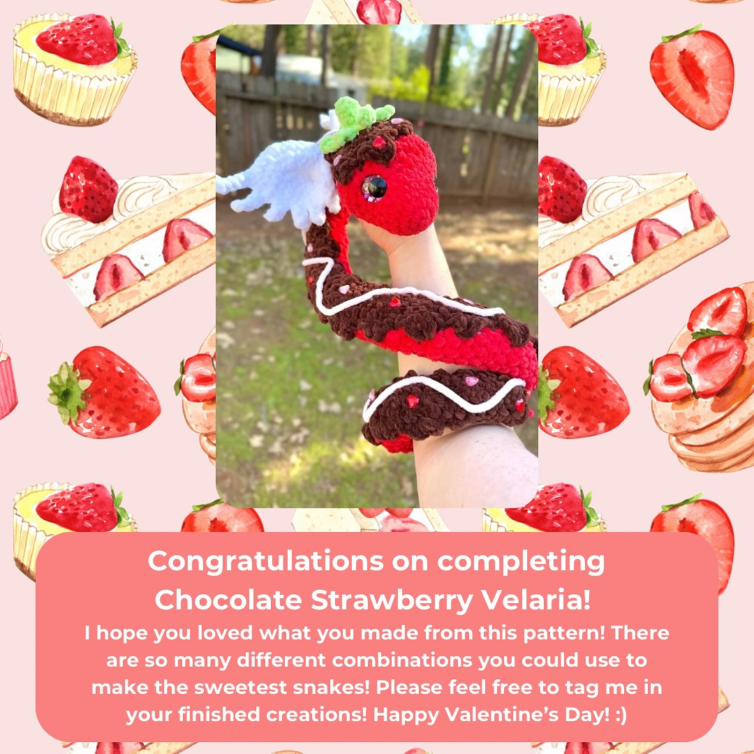 Velaria the Chocolate Strawberry Python Amigurumi Crochet Pattern