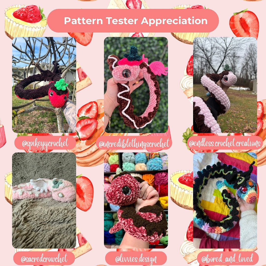 Velaria the Chocolate Strawberry Python Amigurumi Crochet Pattern
