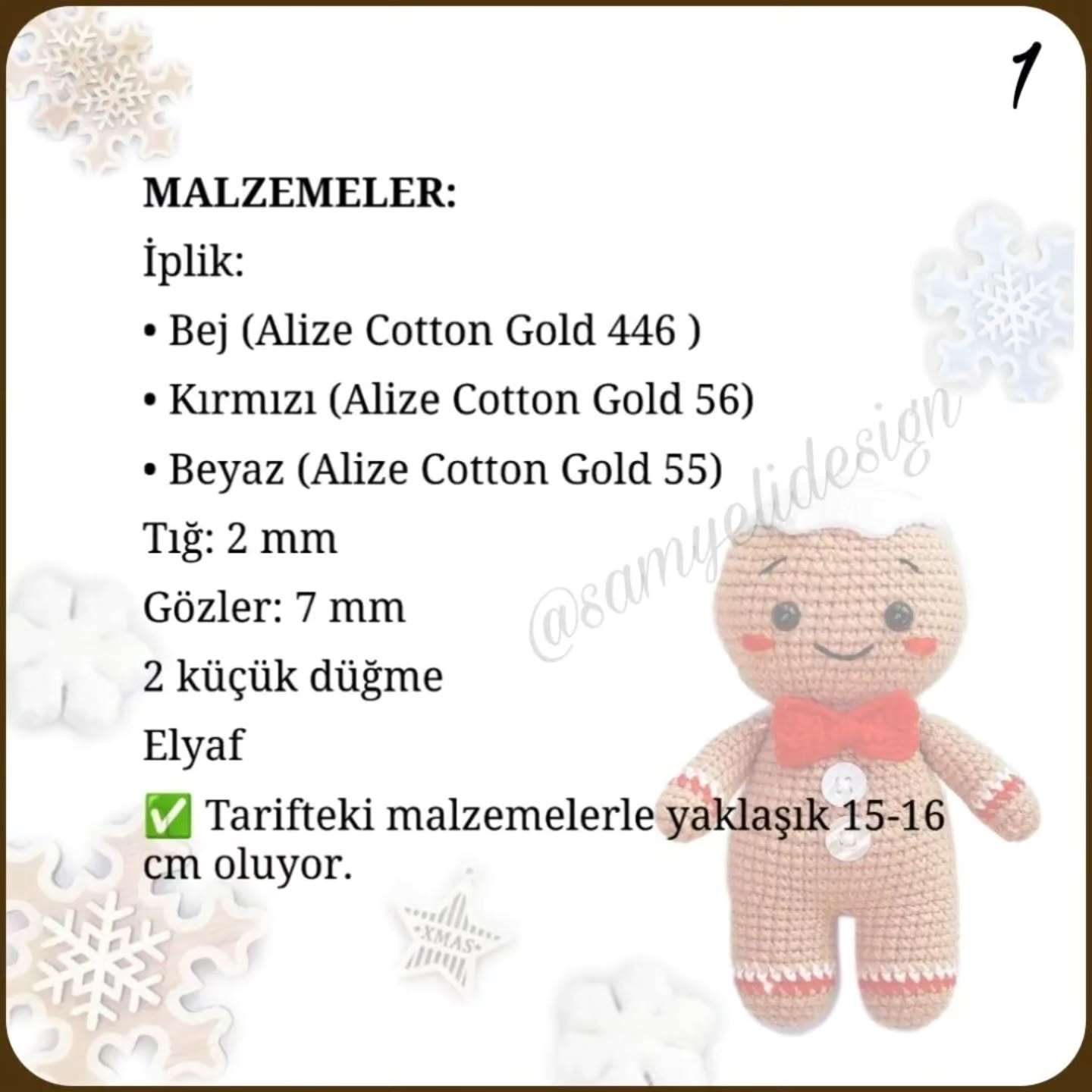 Zencefilli Kurabiye Adam Tığ İşi Şeması