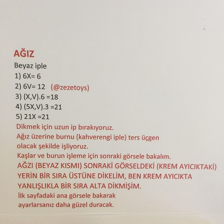 Zeze Ayıcıklar için Tığ İşi Şeması