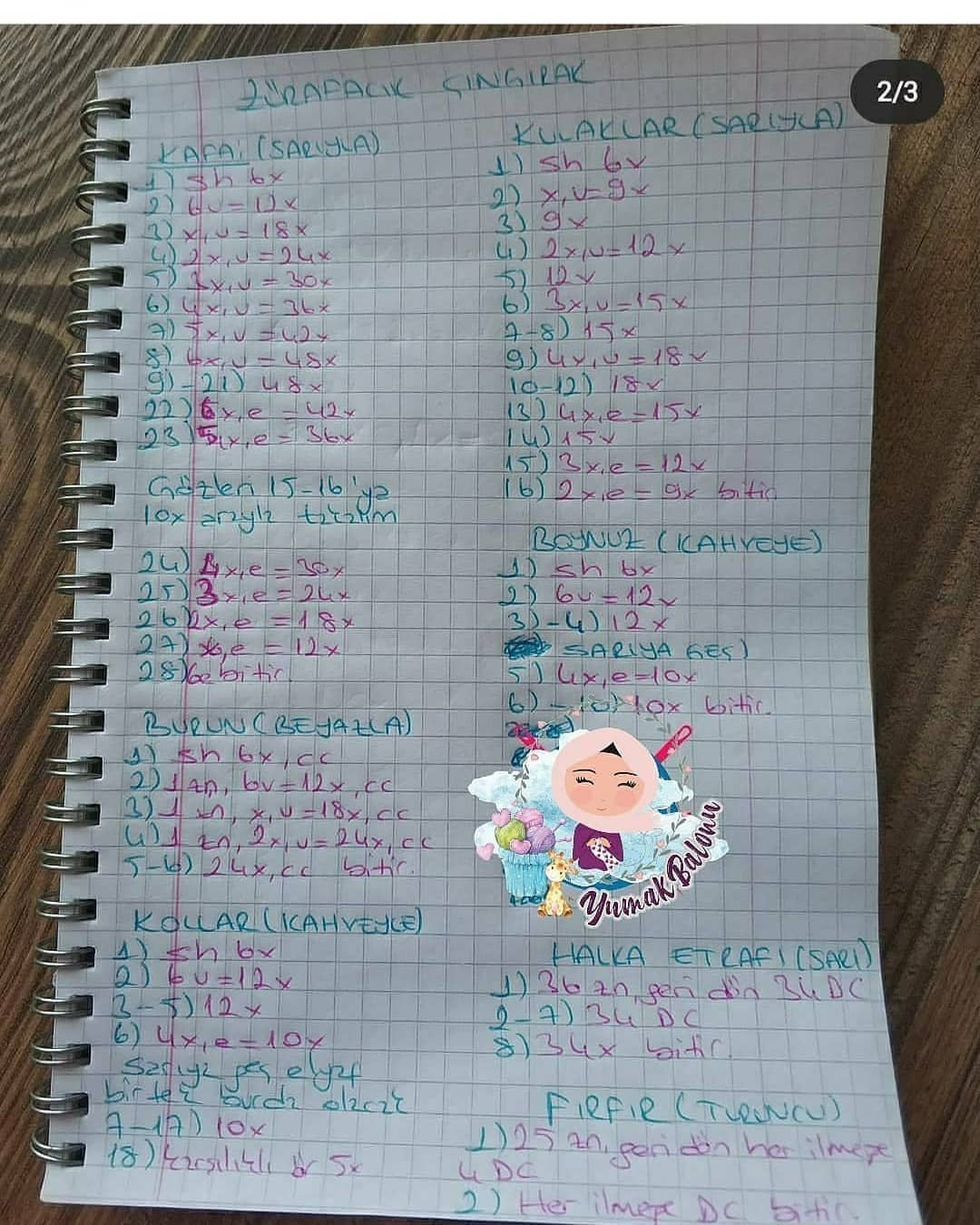 Zürafa Bebek Seti Tığ İşi Şeması Ücretsiz