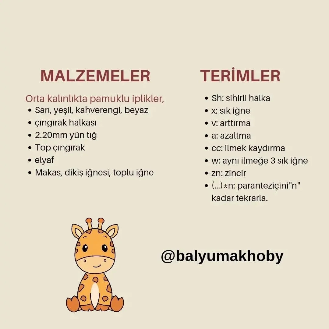 Zürafa Çıngırak Örgü Şeması Ücretsiz