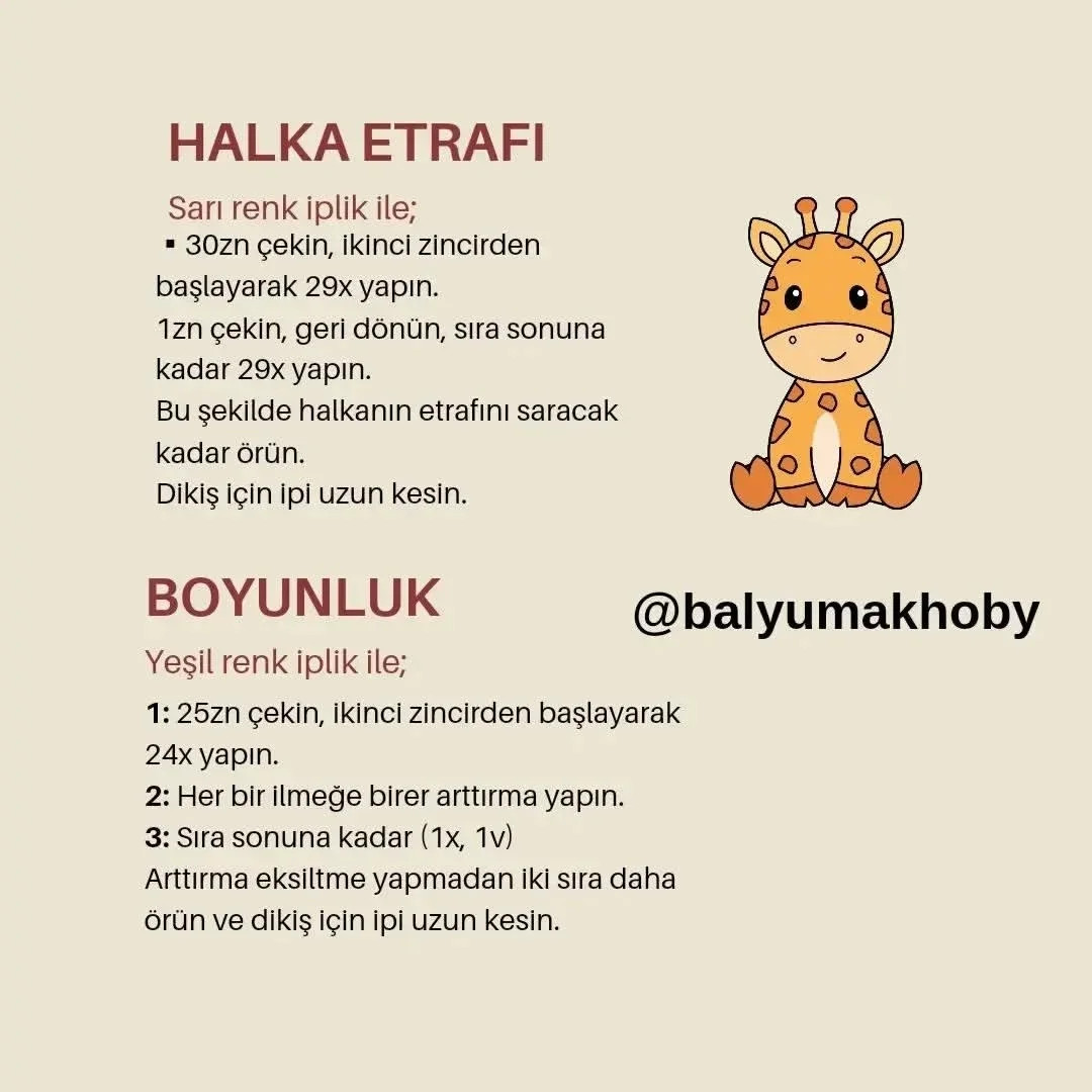 Zürafa Çıngırak Örgü Şeması Ücretsiz