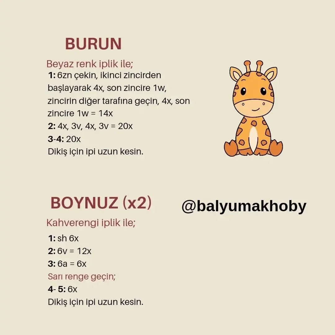 Zürafa Çıngırak Örgü Şeması Ücretsiz