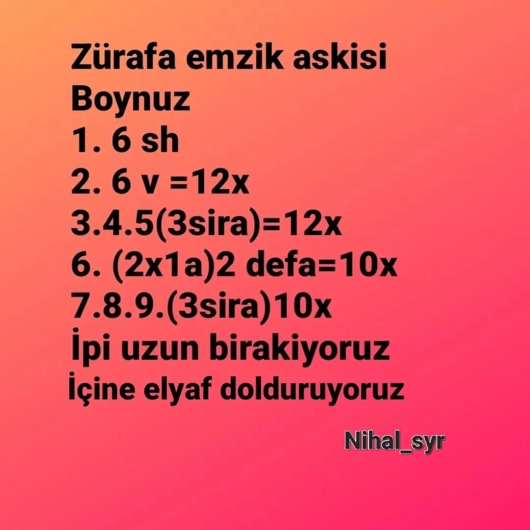 Zürafa Emzik Askısı Tığ İşi Tarifi