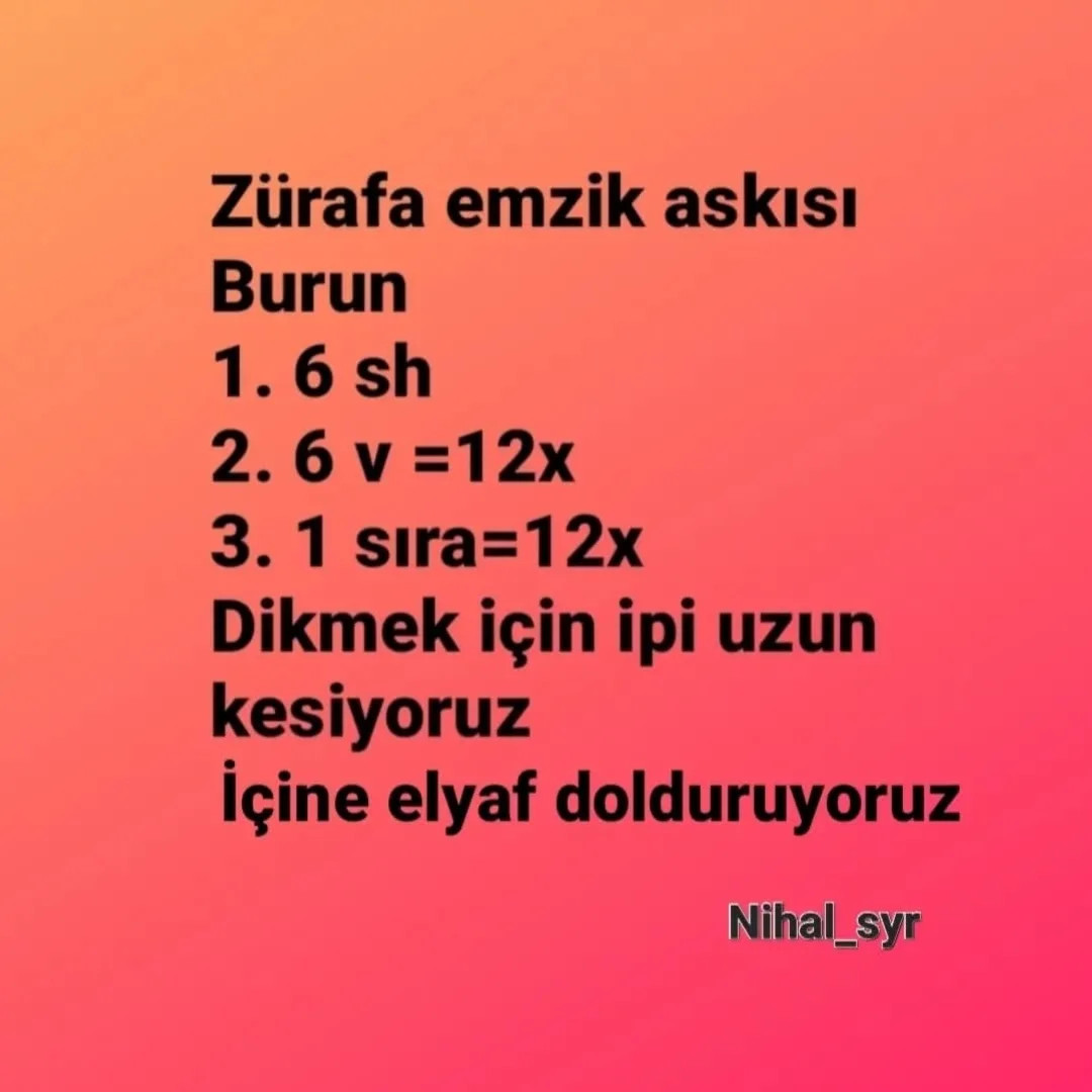 Zürafa Emzik Askısı Tığ İşi Tarifi