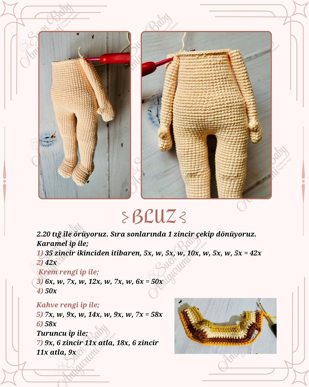 Zürafa Kostümlü Bebek Amigurumi Şeması