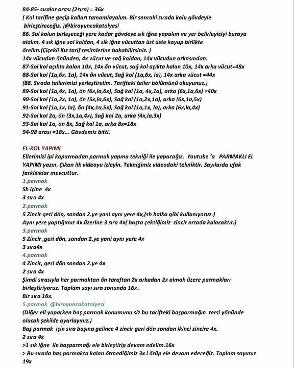 40cm İnci Bebek Tığ İşi Şeması
