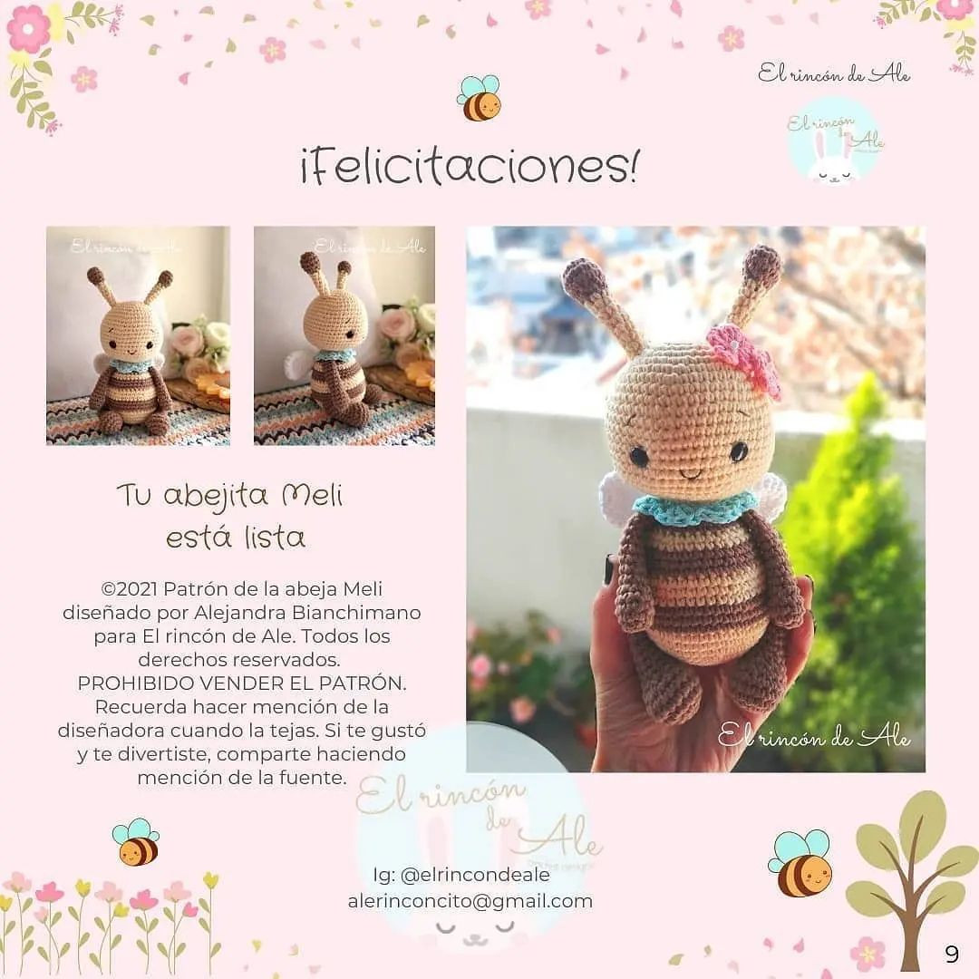 Abeja Meli: Patrón de Crochet Gratis