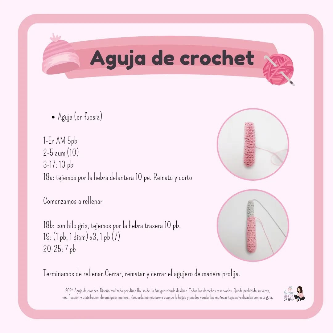 Aguja de crochet tejida a mano: Llavero amigurumi