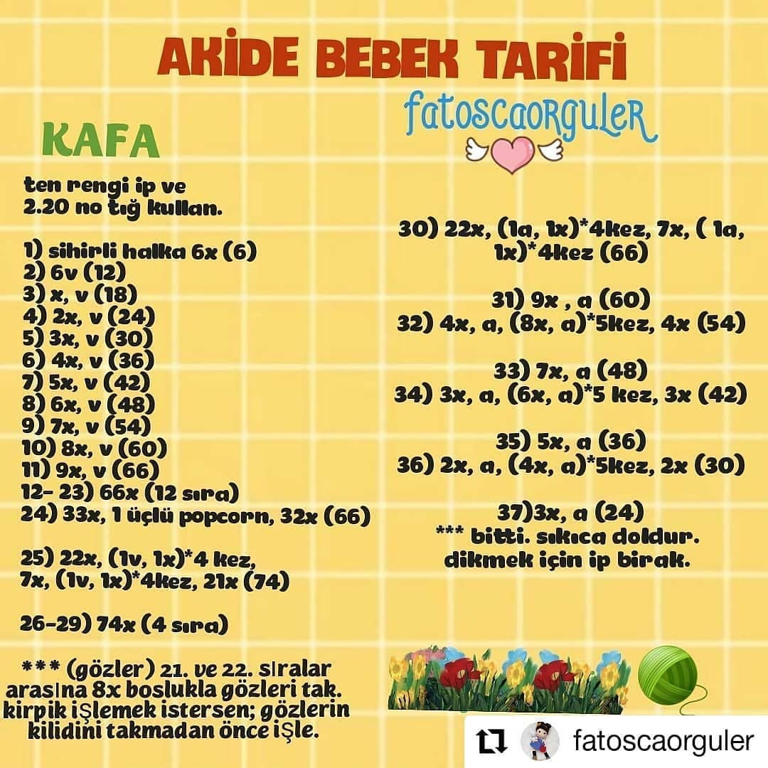 Akide Bebek 3.Bölüm: Ücretsiz Tığ İşi Elbise, Ayakkabı ve Peruk Tarifi