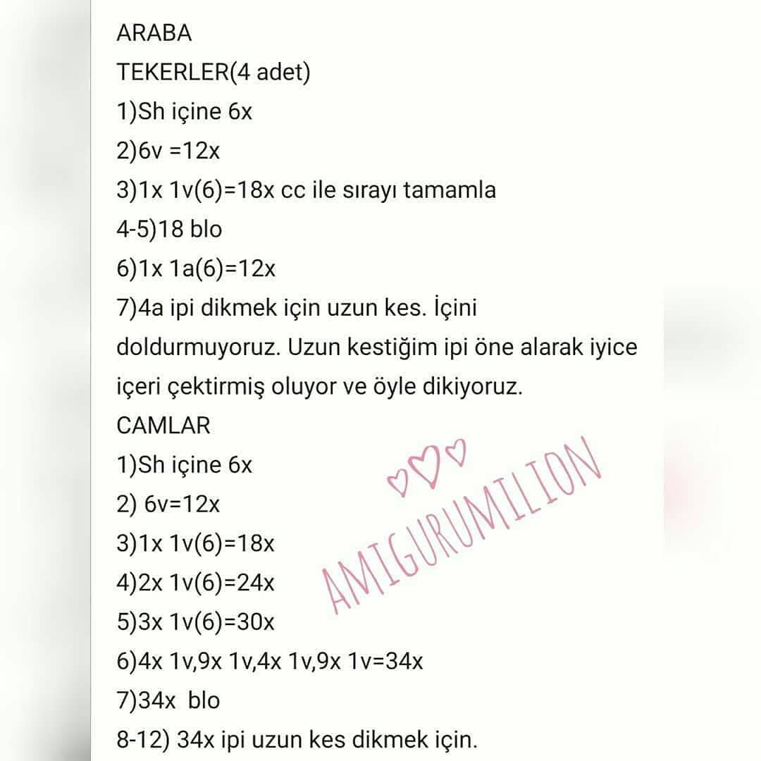 AMİGURUMİ ARABA ŞEMASI ÜCRETSİZ