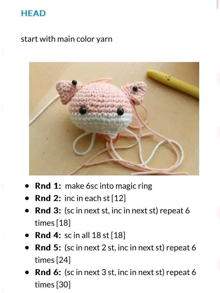 Amigurumi Cat Crochet Pattern Chart