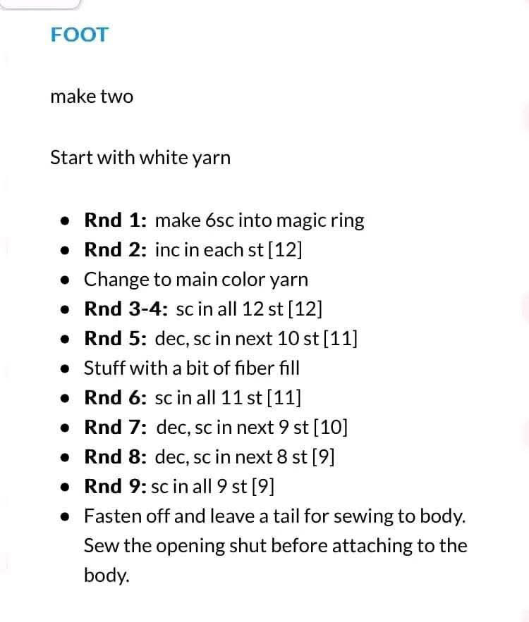 Amigurumi Cat Crochet Pattern Chart
